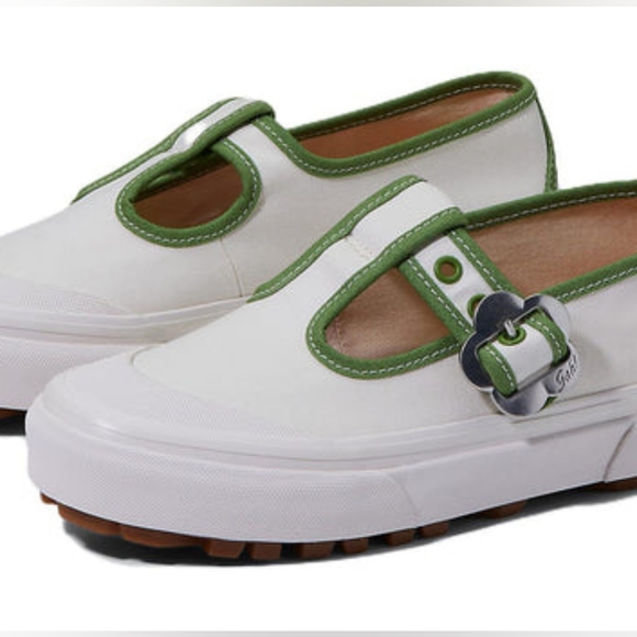 NWT Vans x Lisa Says Gah! Green & White T-Strap Mary Jane's - Sz 9.5 - Picture 3 of 8